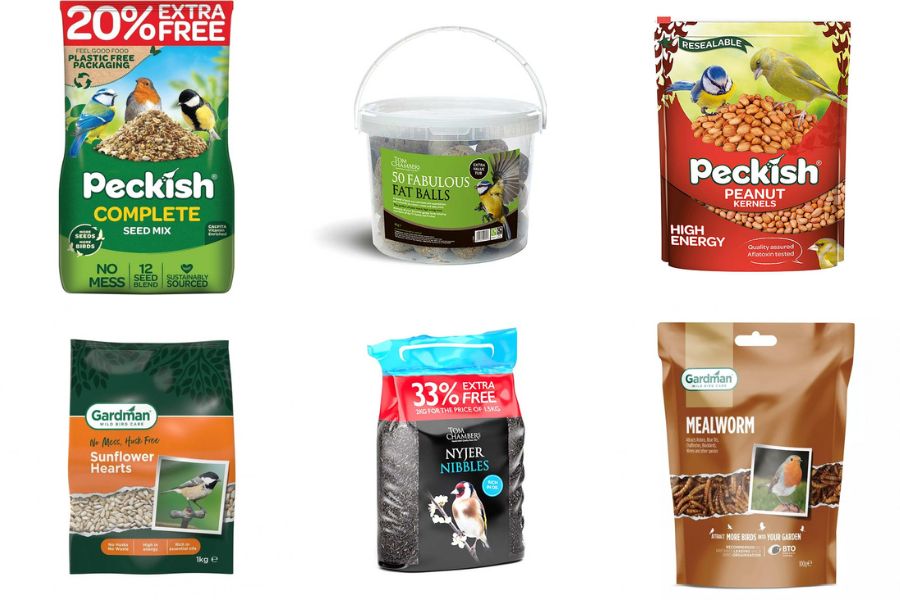 A variety of bird foods and seeds perfect for British garden birds